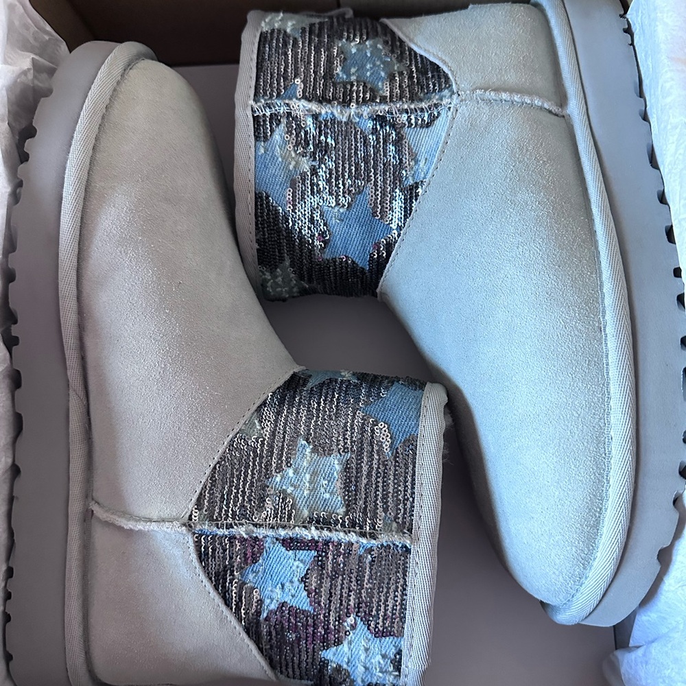 UGG Silver and Blue Starry Sequin Boots